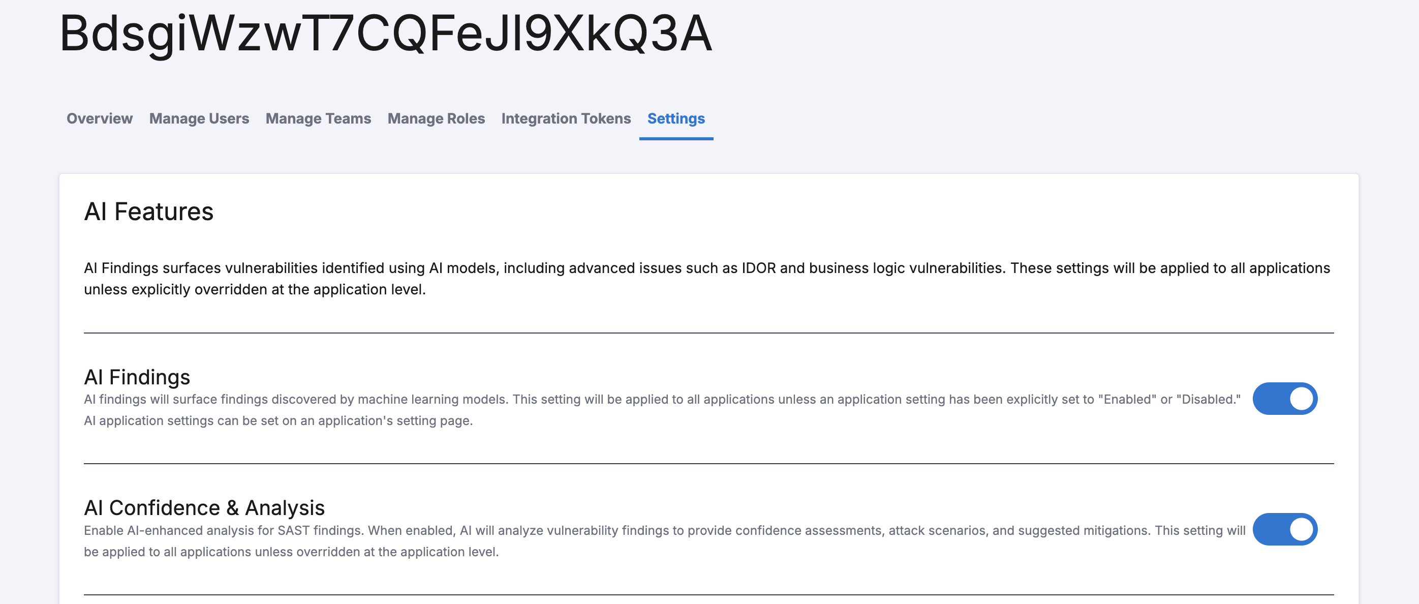 AI SAST configuration settings