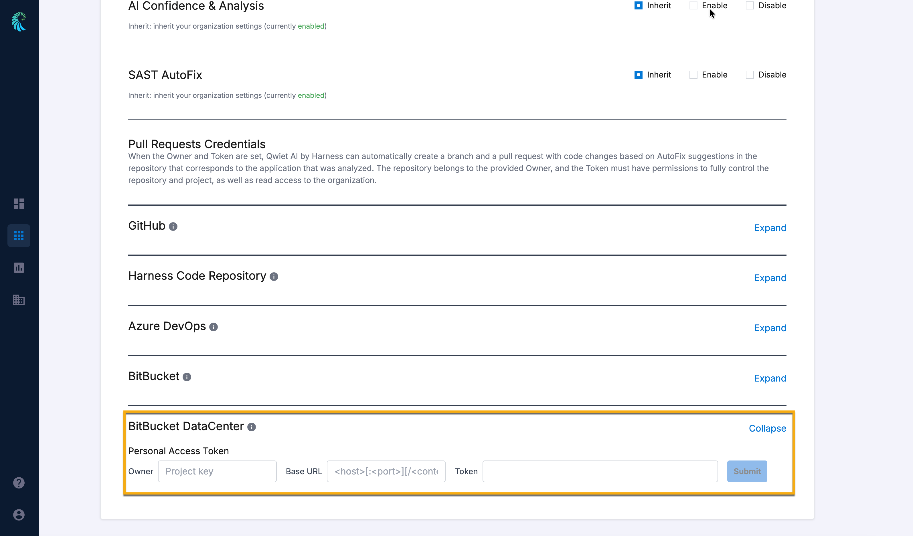 BitBucket DataCenter Repositories Credentials