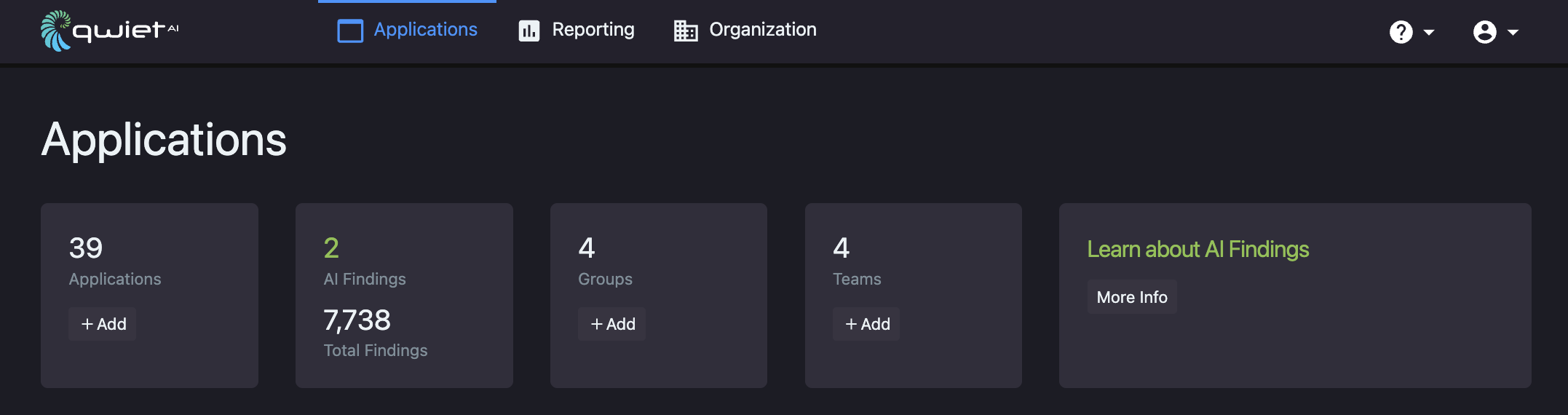 A view of where to click to add a team