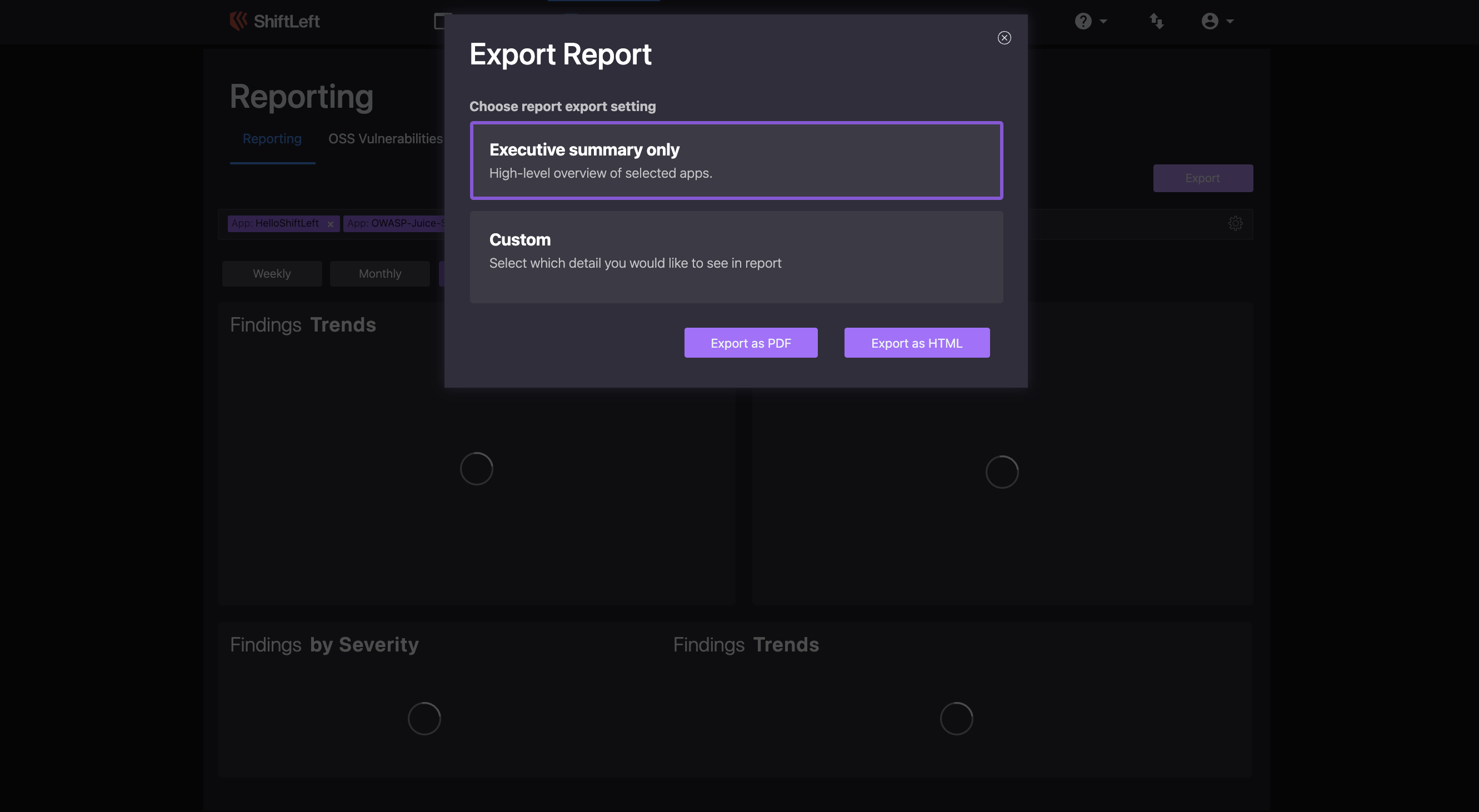 Choose the Report's Export File Type