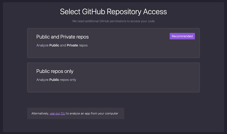 Select repository type(s) to include