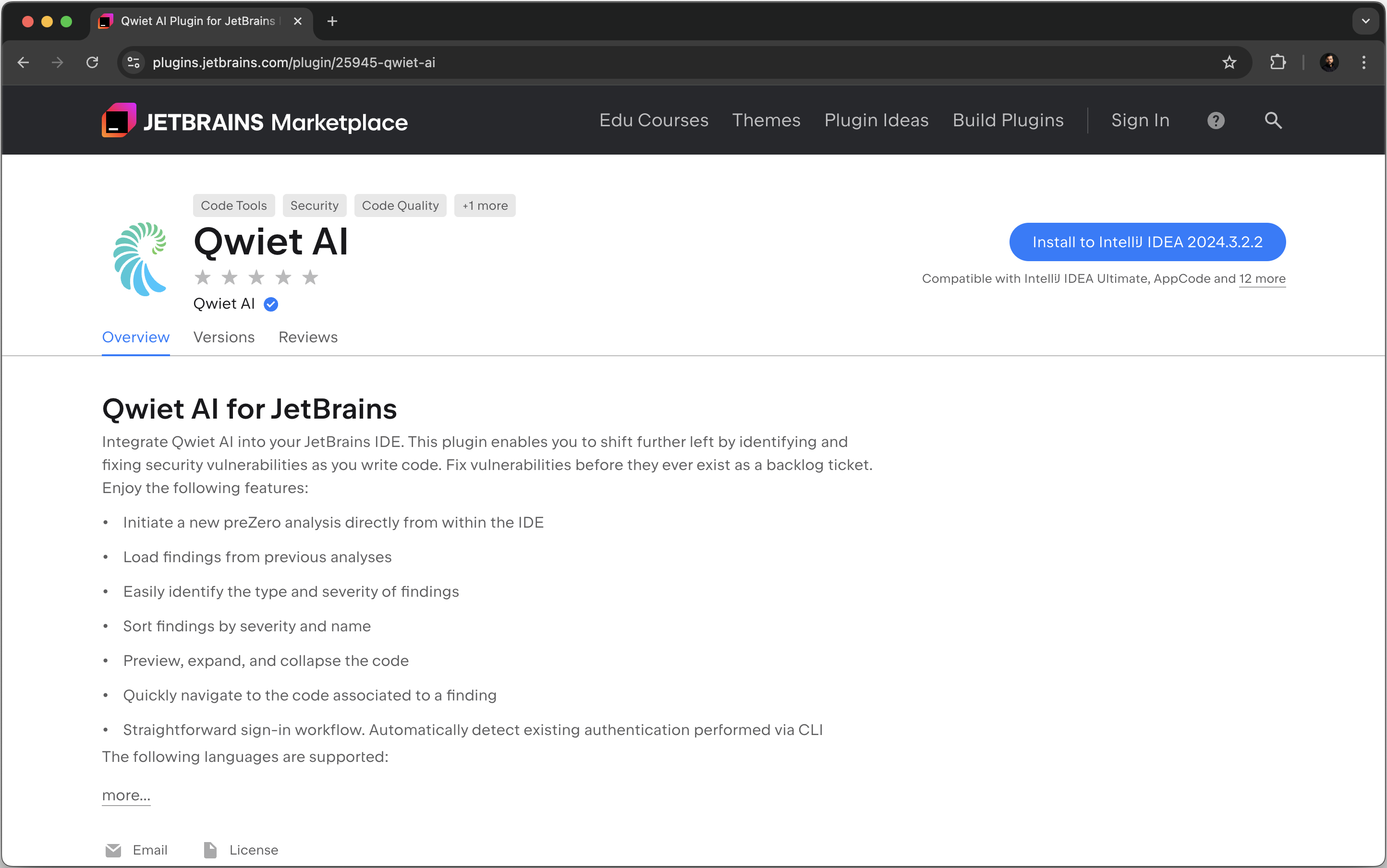 JetBrains plugin on the JetBrains Marketplace website