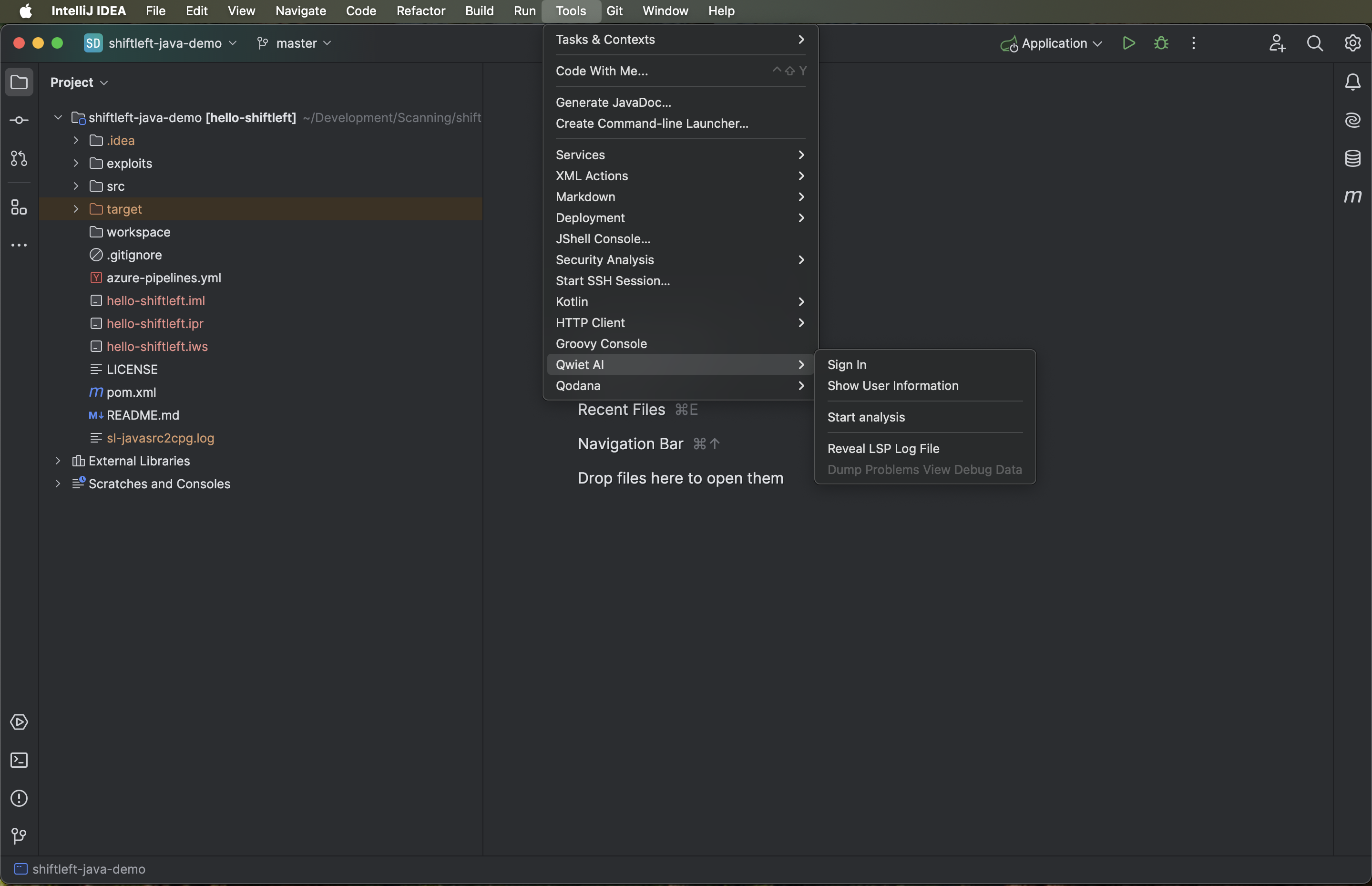 JetBrains plugin Sign in option in the Tools menu