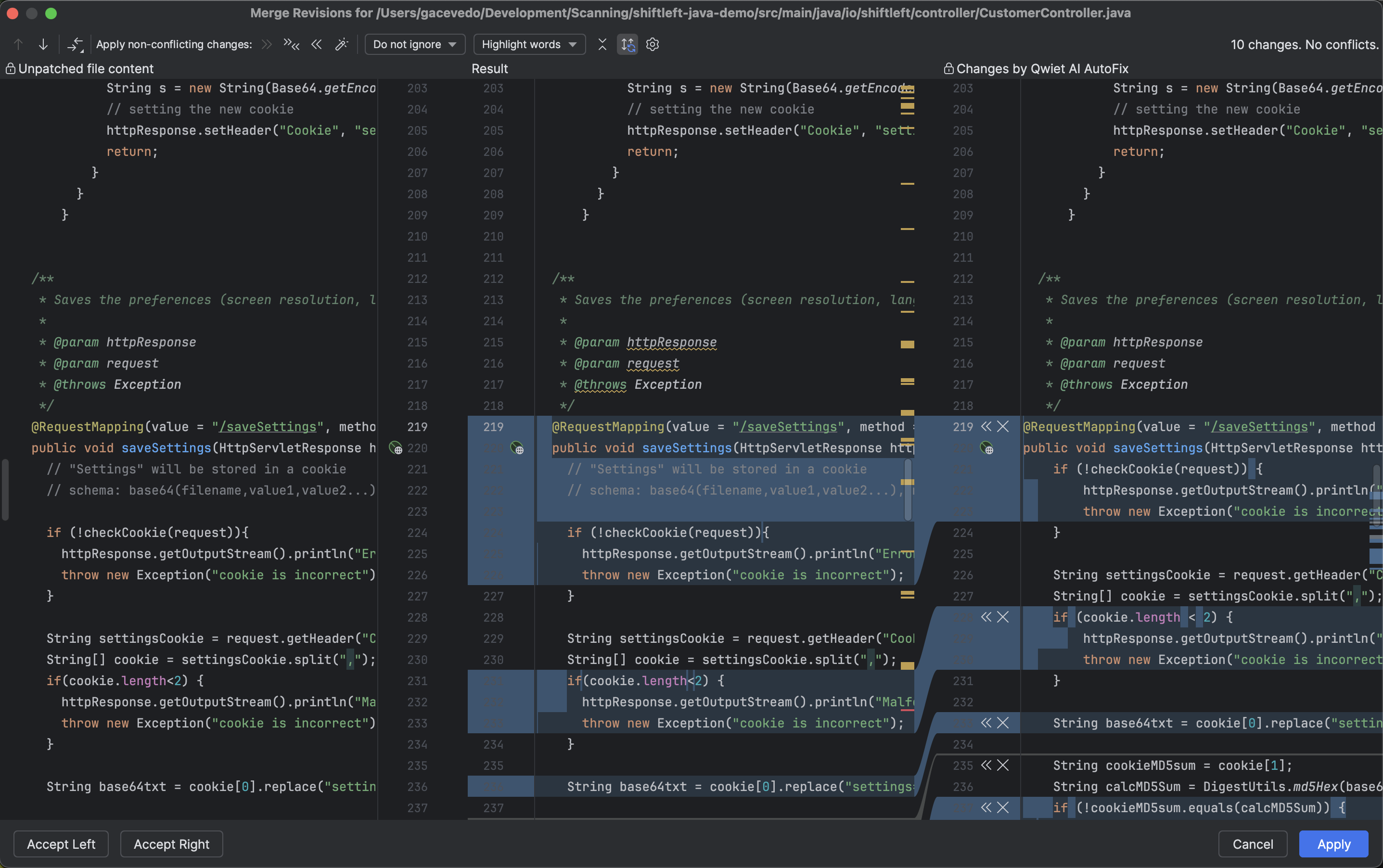 JetBrains plugin AutoFix merge