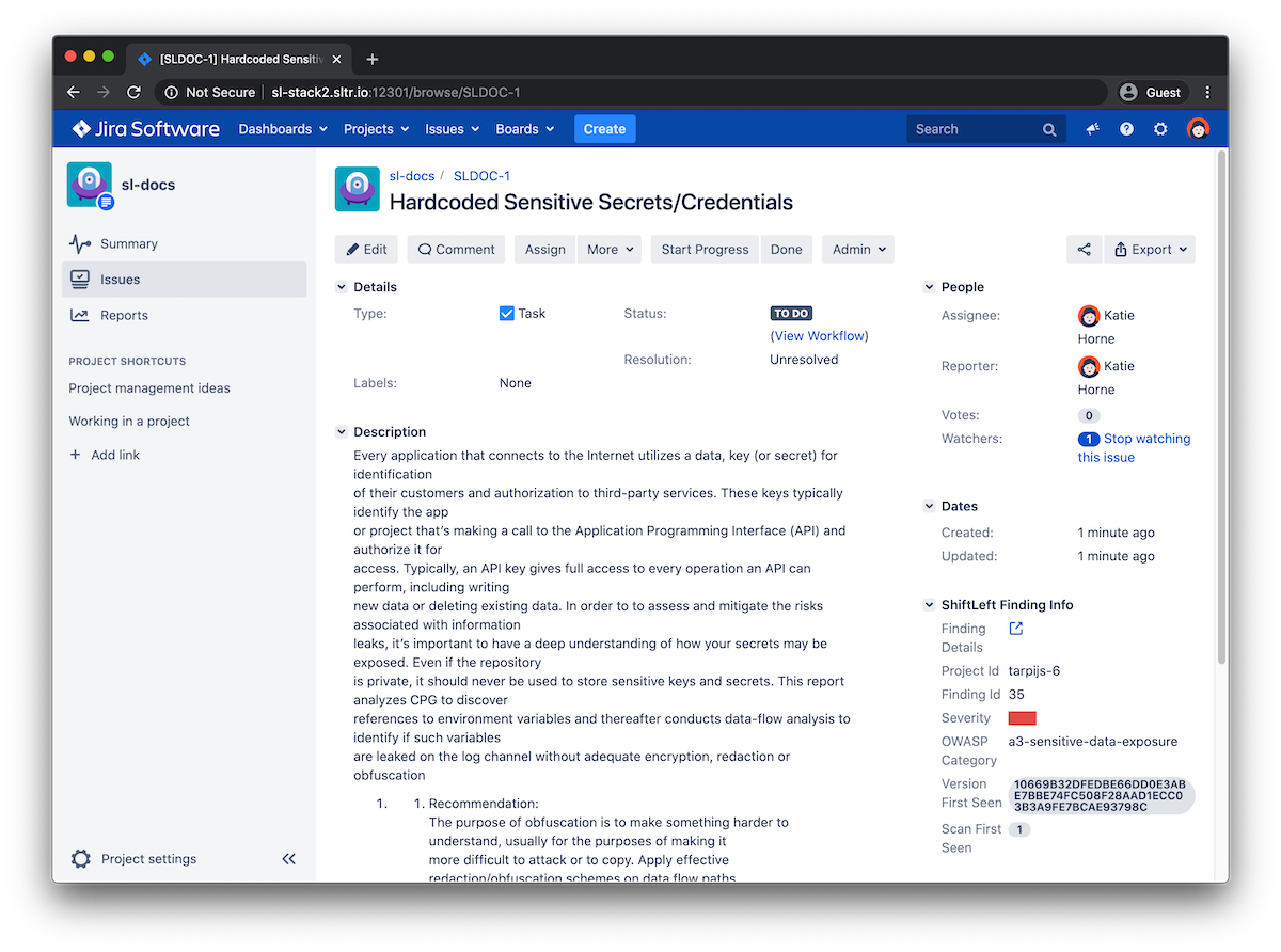On-prem Issue Display