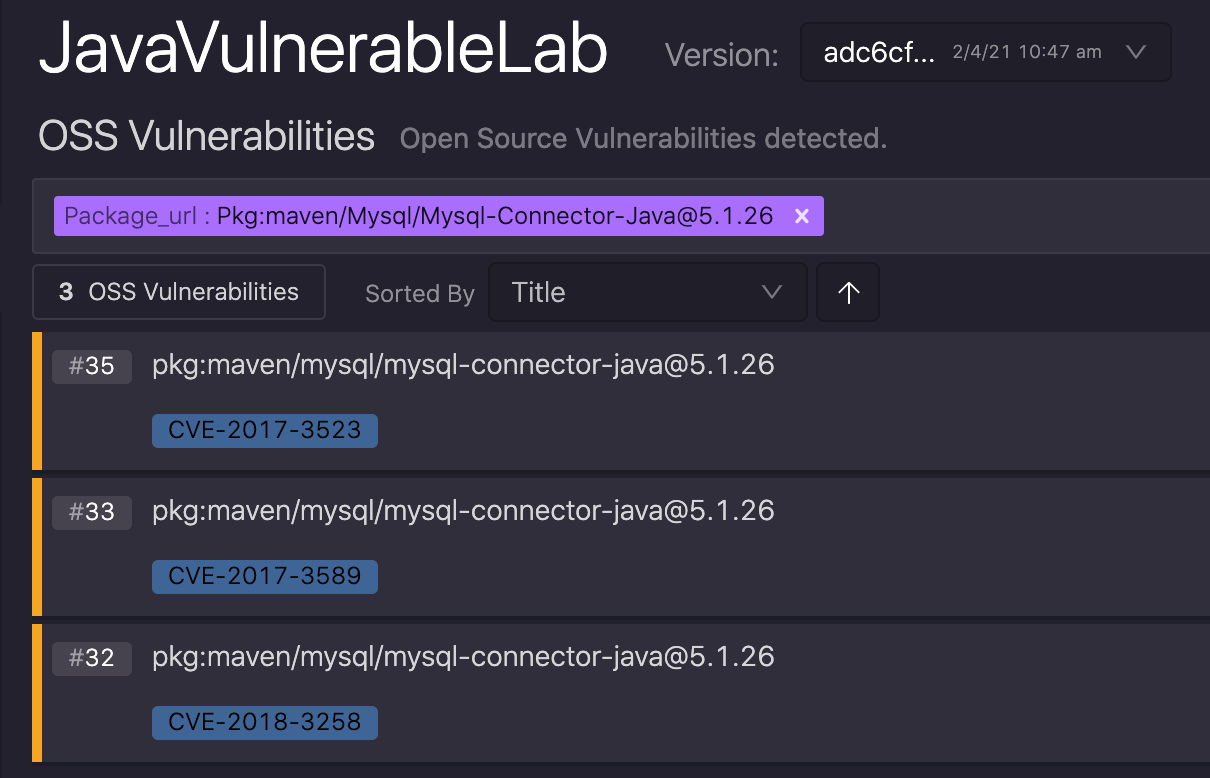List of Open Source Vulnerabilities by Package
