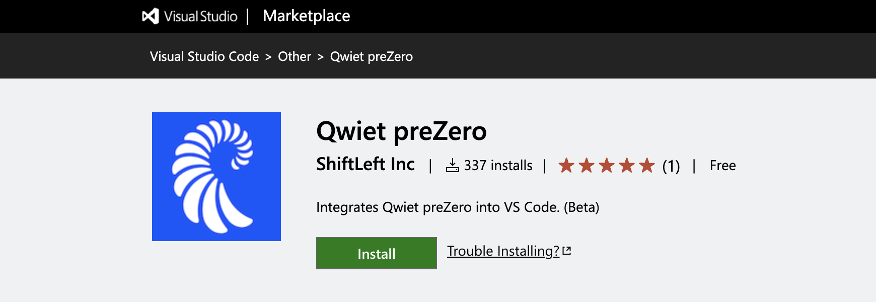 Qwiet preZero extension in the marketplace