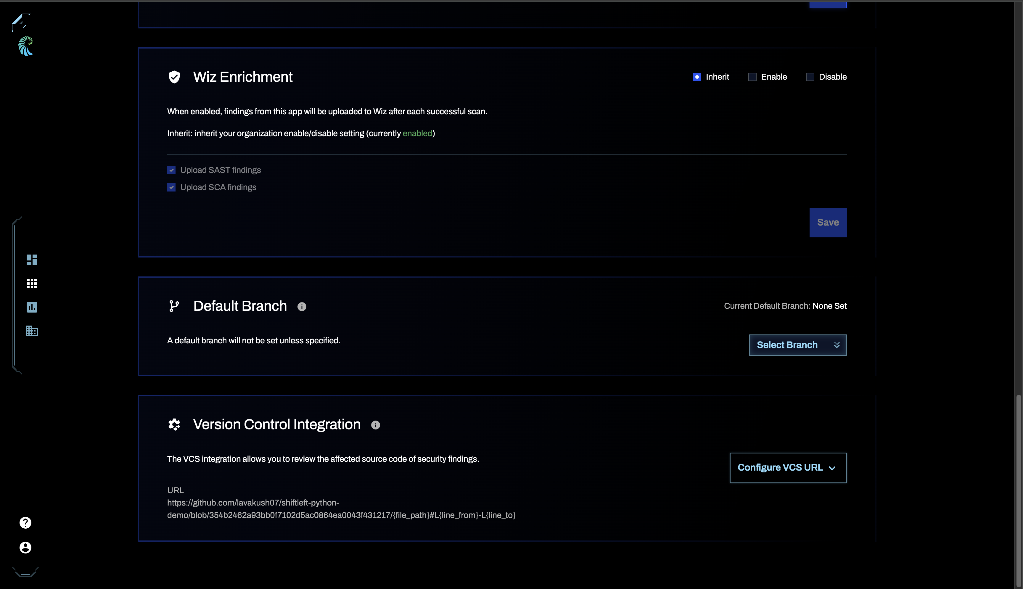 Enroll application for Wiz enrichment